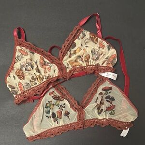 Sheer Mesh Mushroom Print Bralette Set